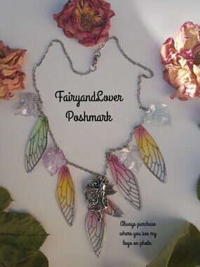 Fairy Wing blessing necklace, ren faire fairy costume accessory gift